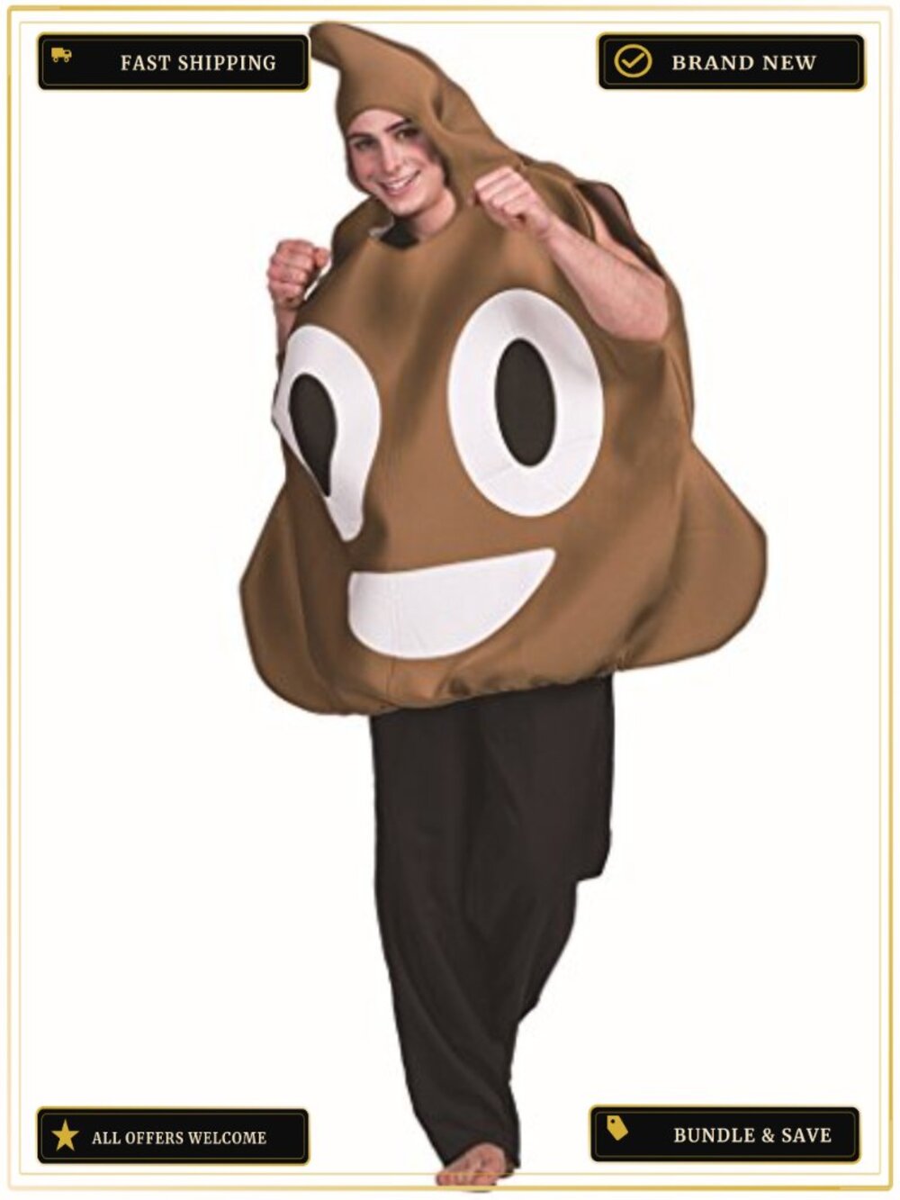Unisex Poop Emoticon Costume Halloween Funny Party Sponge Dress Free Size